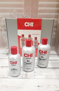 Подарунковий набір CHI Infra Trio (Silk Infusion 177мл+Шампунь 355 мл+ Кондиціонер маска 355 мл)  CHInabor1 фото