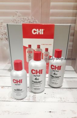 Подарунковий набір CHI Infra Trio (Silk Infusion 177мл+Шампунь 355 мл+ Кондиціонер маска 355 мл)  CHInabor1 фото