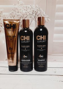 Набір CHI LUXURY Black Seed Oil з олією чорного кмину (Шампунь 355 мл + Кондиціонер 355мл+ відновлююча маска 148мл) 787812 фото